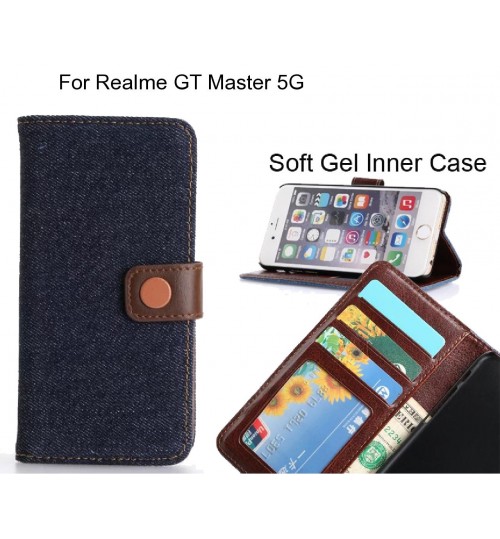 Realme Gt Master 5g  Case Ultra Slim Retro Jeans Wallet Case - Black