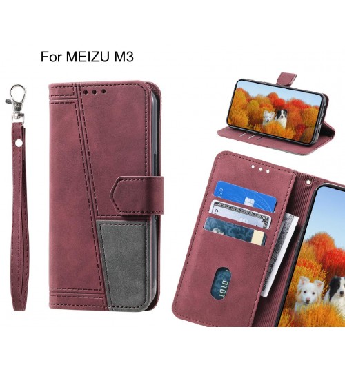 Meizu M3 Case Wallet Premium Denim Leather Cover - Red
