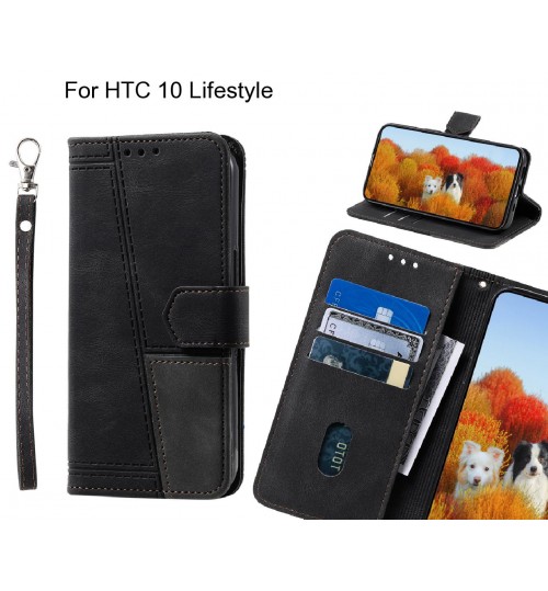 Htc 10 Lifestyle Case Wallet Premium Denim Leather Cover - Black