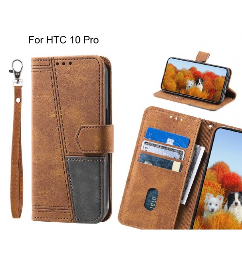 Htc 10 Pro Case Wallet Premium Denim Leather Cover - Brown