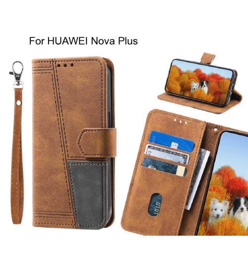 Huawei Nova Plus Case Wallet Premium Denim Leather Cover - Brown