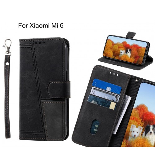 Xiaomi Mi 6 Case Wallet Premium Denim Leather Cover - Black