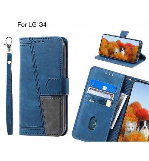 Lg G4 Case Wallet Premium Denim Leather Cover - Blue