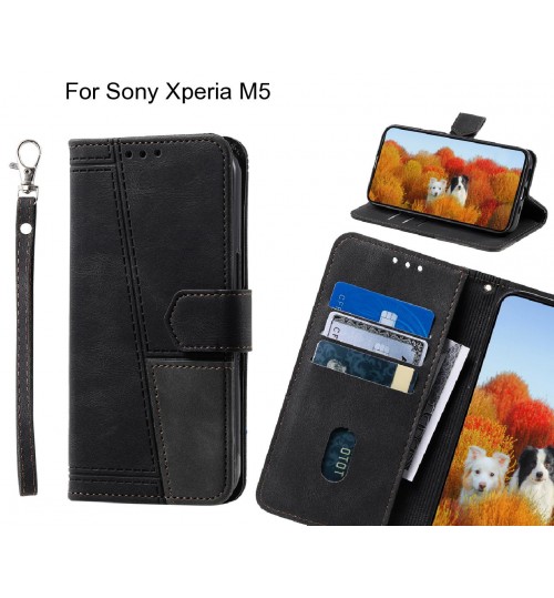 Sony Xperia M5 Case Wallet Premium Denim Leather Cover