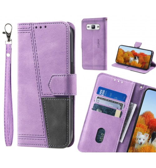 Galaxy J1 Ace Case Wallet Premium Denim Leather Cover - Purple