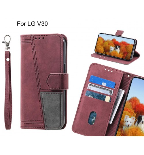 LG V30 Case Wallet Premium Denim Leather Cover