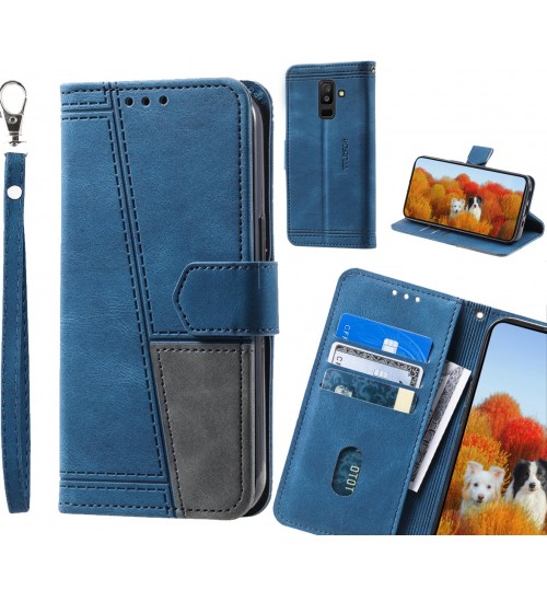 Galaxy A6 PLUS 2018 Case Wallet Premium Denim Leather Cover