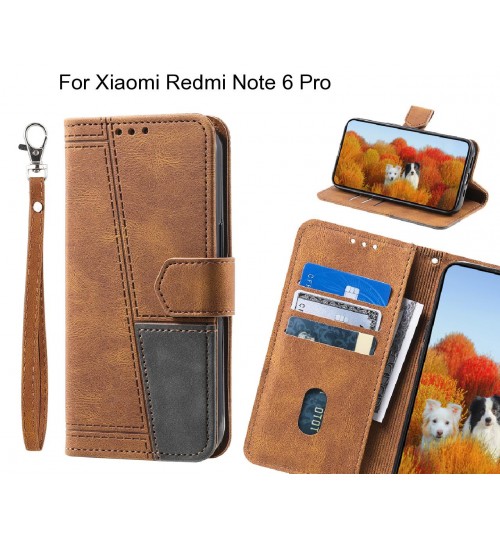 Xiaomi Redmi Note 6 Pro Case Wallet Premium Denim Leather Cover - Brown