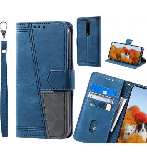 Oneplus 7 Pro Case Wallet Premium Denim Leather Cover - Blue