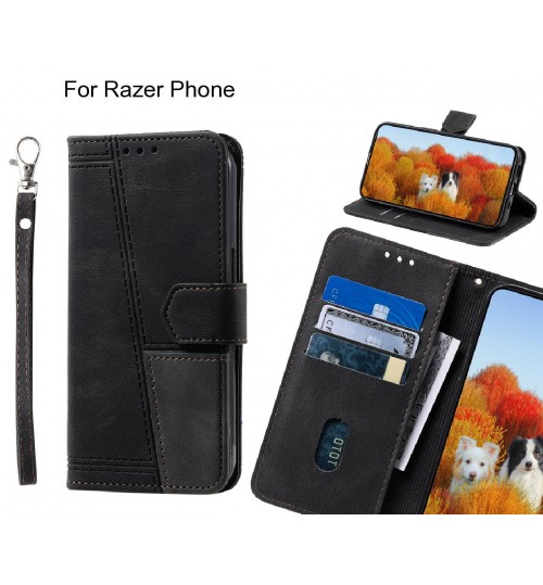 Razer Phone Case Wallet Premium Denim Leather Cover - Black
