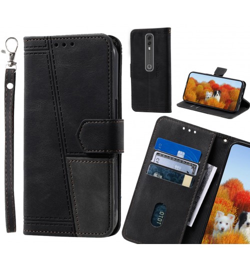 Vodafone V10 Case Wallet Premium Denim Leather Cover - Black