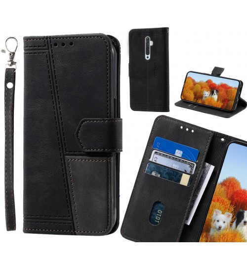 Oppo Reno 2 Z Case Wallet Premium Denim Leather Cover - Black