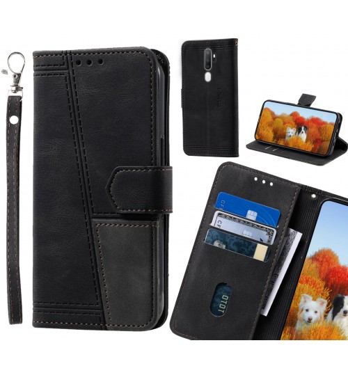 Oppo A5 2020 Case Wallet Premium Denim Leather Cover - Black