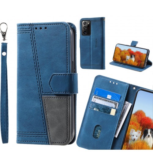 Galaxy Note 20 Ultra Case Wallet Premium Denim Leather Cover - Blue