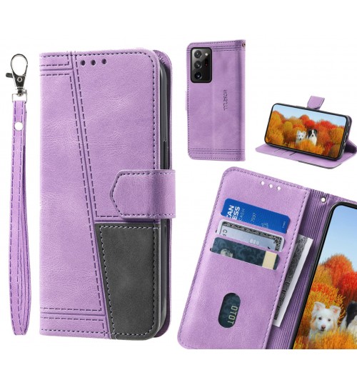 Galaxy Note 20 Ultra Case Wallet Premium Denim Leather Cover - Purple