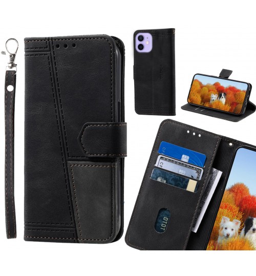 Iphone 12 Mini Case Wallet Premium Denim Leather Cover - Black
