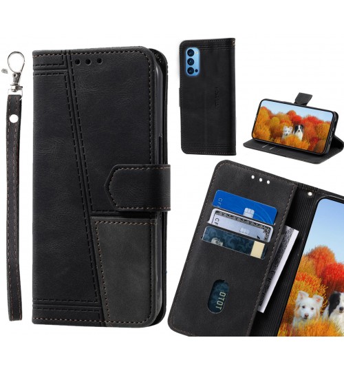 Oppo Reno 4 Pro Case Wallet Premium Denim Leather Cover - Black