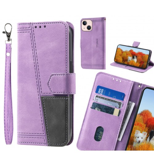 Iphone 13 Mini Case Wallet Premium Denim Leather Cover - Purple
