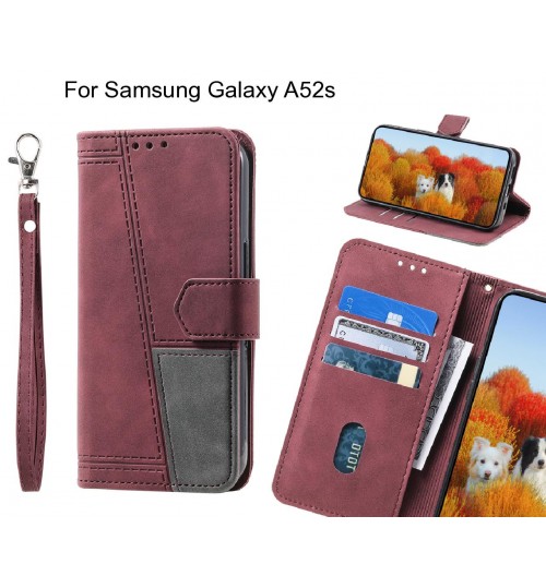 Samsung Galaxy A52s Case Wallet Premium Denim Leather Cover - Red