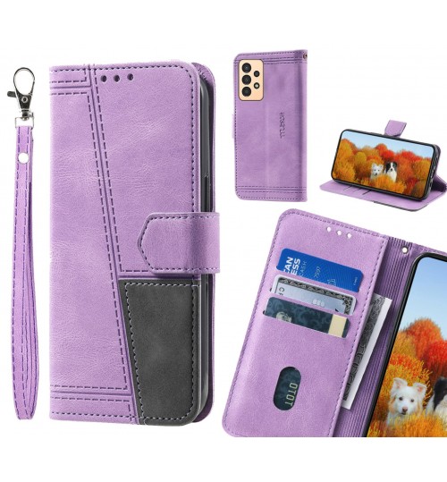 Samsung Galaxy A13 Case Wallet Premium Denim Leather Cover - Purple