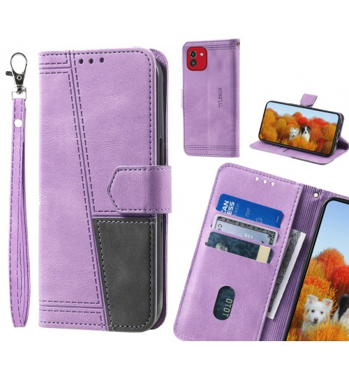 Samsung Galaxy A03 Case Wallet Premium Denim Leather Cover - Purple