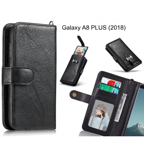 Galaxy A8 Plus (2018) Case Premium Multifunction Wallet Leather Case - Black
