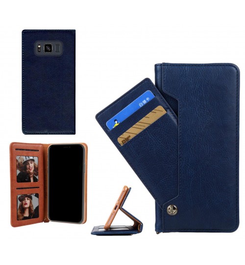 Galaxy S8 Active Case Flip Leather Wallet Case 6 Card Slots - Blue