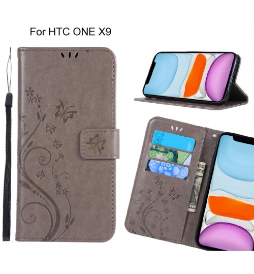 HTC ONE X9 Case Embossed Butterfly Wallet Leather Cover