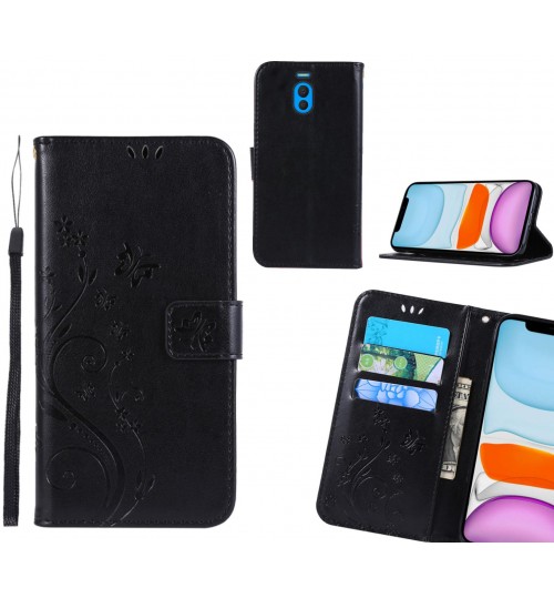 Meizu M6 Note Case Embossed Butterfly Wallet Leather Cover - Black