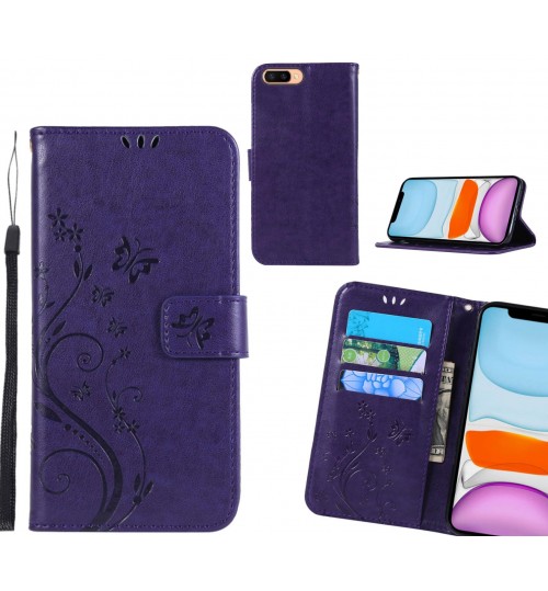Oppo R11s Case Embossed Butterfly Wallet Leather Cover - Purple