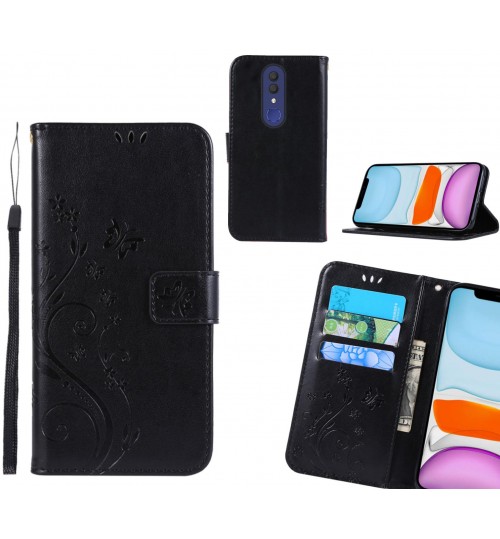 Alcatel 1x Case Embossed Butterfly Wallet Leather Cover - Black