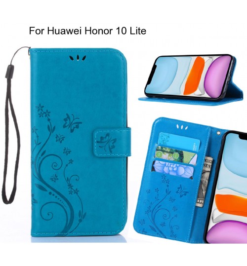 Huawei Honor 10 Lite Case Embossed Butterfly Wallet Leather Cover