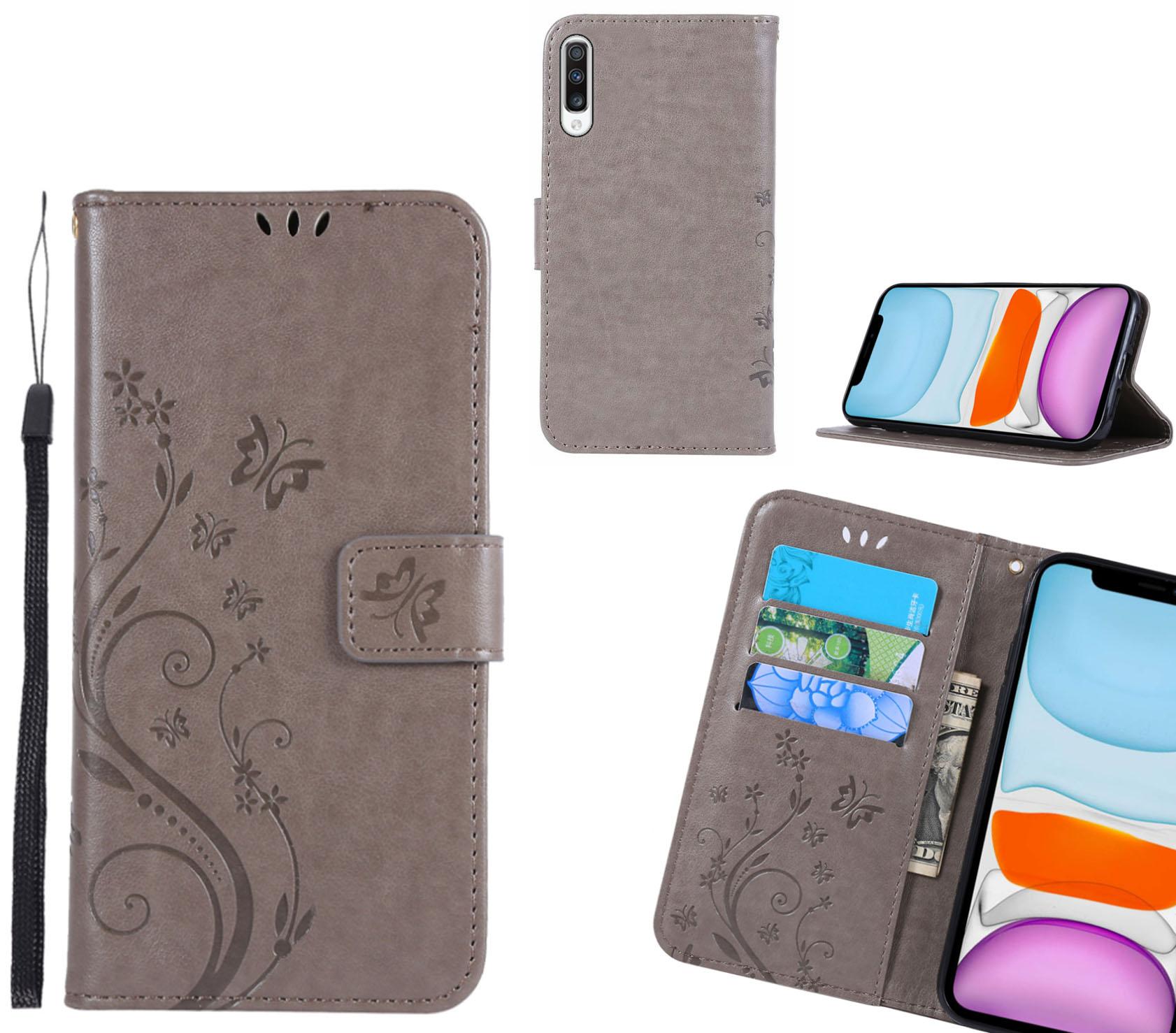 Samsung Galaxy A70 Case Embossed Butterfly Wallet Leather Cover