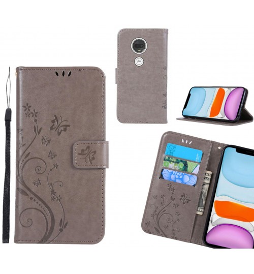 MOTO G7 Case Embossed Butterfly Wallet Leather Cover