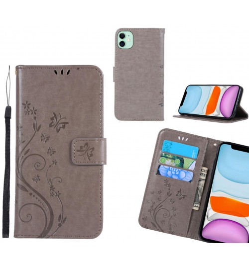 iPhone 11 Case Embossed Butterfly Wallet Leather Cover