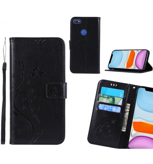 Alcatel 1v Case Embossed Butterfly Wallet Leather Cover - Black