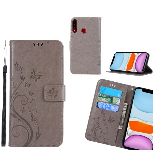 Samsung Galaxy A20s Case Embossed Butterfly Wallet Leather Cover