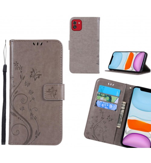 Samsung Galaxy A03 Case Embossed Butterfly Wallet Leather Cover
