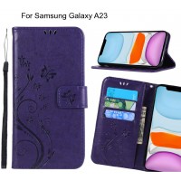 Samsung Galaxy A23 Case Embossed Butterfly Wallet Leather Cover