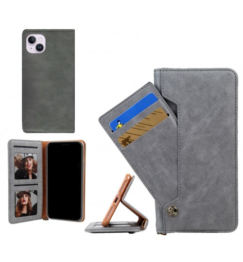 iPhone 14 Plus case slim leather wallet case 4 cards 2 ID magnet