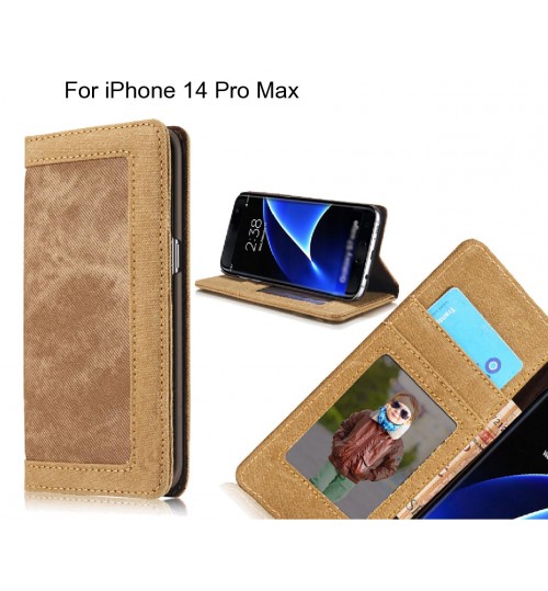 iPhone 14 Pro Max case contrast denim folio wallet case