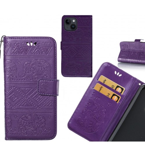 iPhone 14 case Wallet Leather case Embossed Elephant Pattern