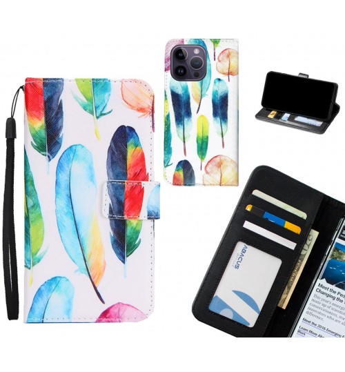 iPhone 14 Pro Max case 3 card leather wallet case printed ID