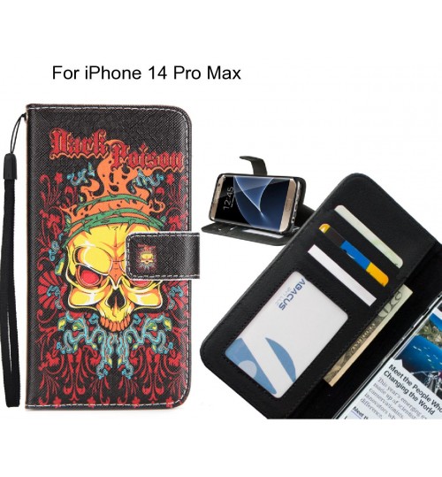 iPhone 14 Pro Max case 3 card leather wallet case printed ID