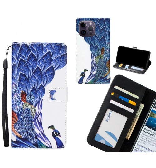 iPhone 14 Pro Max case 3 card leather wallet case printed ID