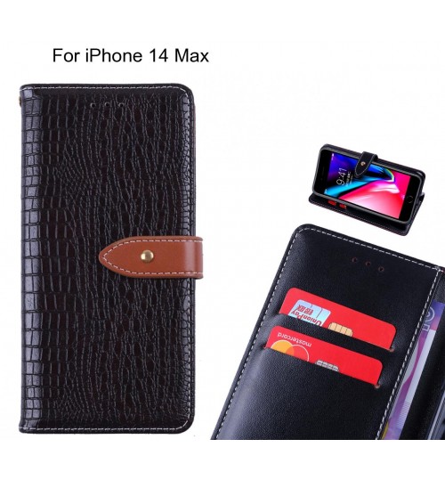 iPhone 14 Plus case croco pattern leather wallet case
