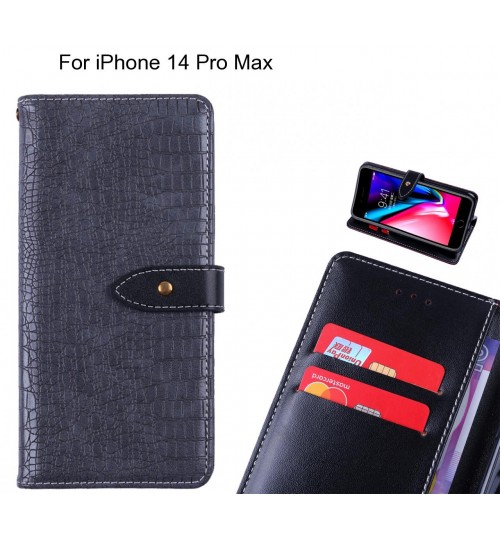 iPhone 14 Pro Max case croco pattern leather wallet case