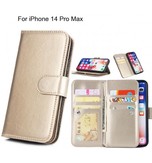 iPhone 14 Pro Max Case triple wallet leather case 9 card slots