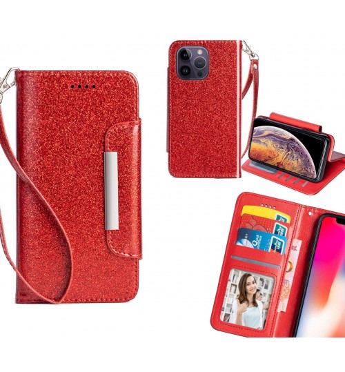 iPhone 14 Pro Max Case Glitter wallet Case ID wide Magnetic Closure