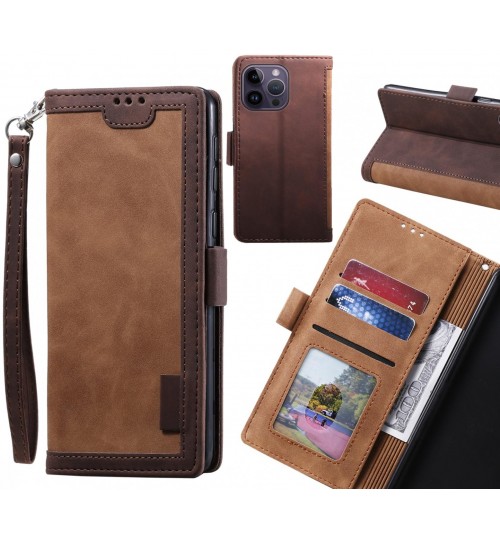 Iphone 14 Pro Max Case Wallet Denim Leather Case Cover - Brown